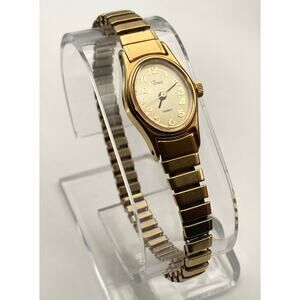 VTG Timex BA Cell Womens Petite Watch 18mm New Battery - Stretch Expansion Band